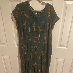 Mod Cloth green jumpsuit with cheetahs